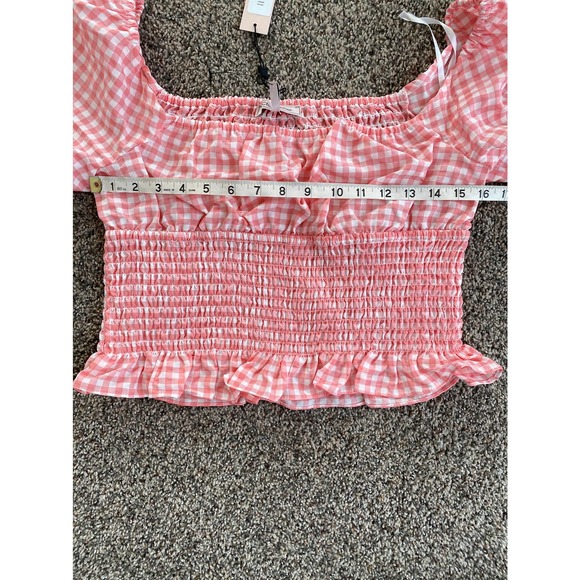 BCBGeneration Gingham Smocked Cropped Top - Size Large - Picture 5 of 5